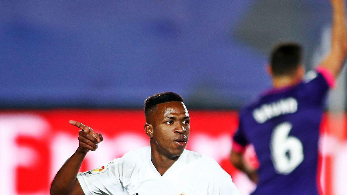 Vinicius celebra su gol en el partido entre el Madrid y el Valladolid.