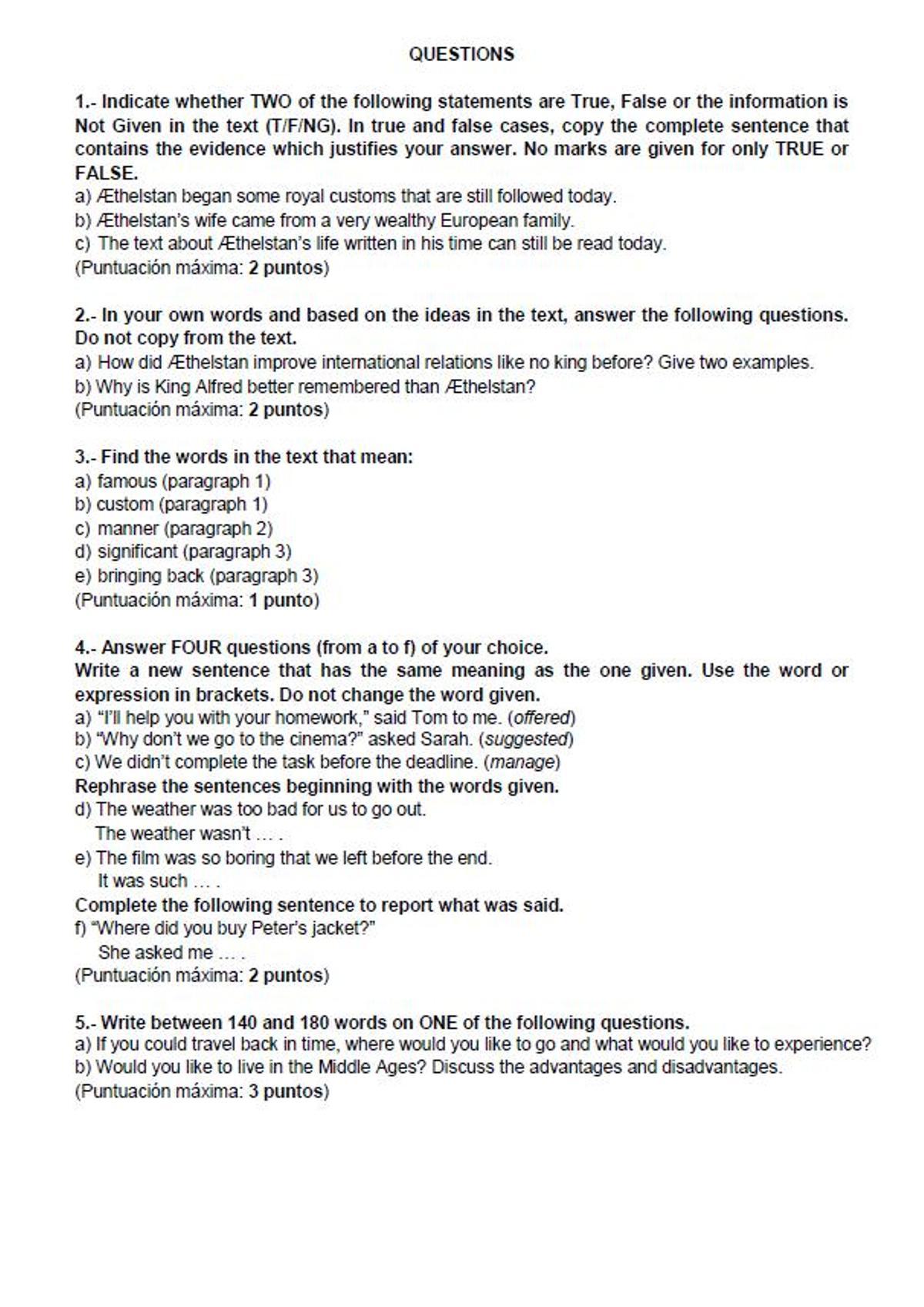 Examen de Inglés de la convocatoria extraordinaria de la PAU de Madrid