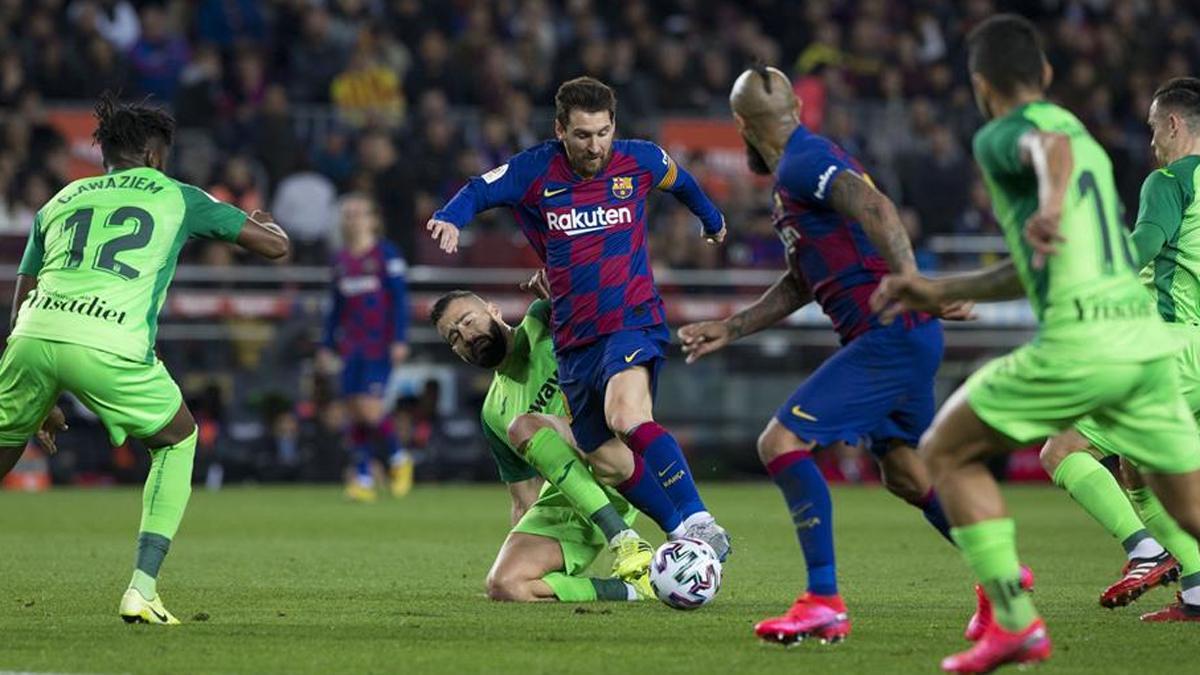 Messi, contra el Leganés la pasada temporada, el único partido que jugó un jueves a las 19.00 horas como azulgrana