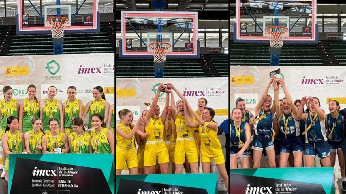 Los tres equipos campeones.