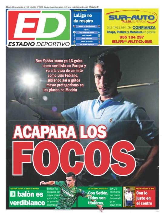 Portada ESTADIO DEPORTIVO sábado 22 septiembre