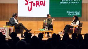 Barcelona. 16/07/2026 Cultura. Inicio del ciclo Diálogos de Sant Jordi con una conversación entre los escritores Sandro Veronesi y Lucía Solla Sobral. Foto: Zowy Voeten / El Periódico