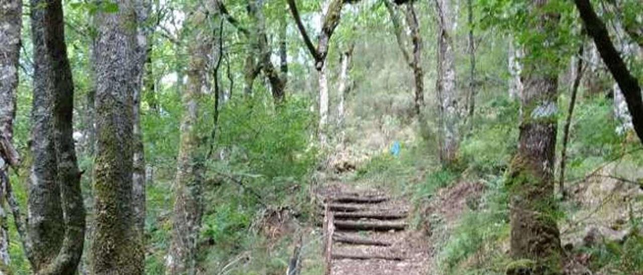 Un operario, desplazándose la pasada primavera a hacer una reparación en la ruta del Silencio, en Villanueva de Oscos.