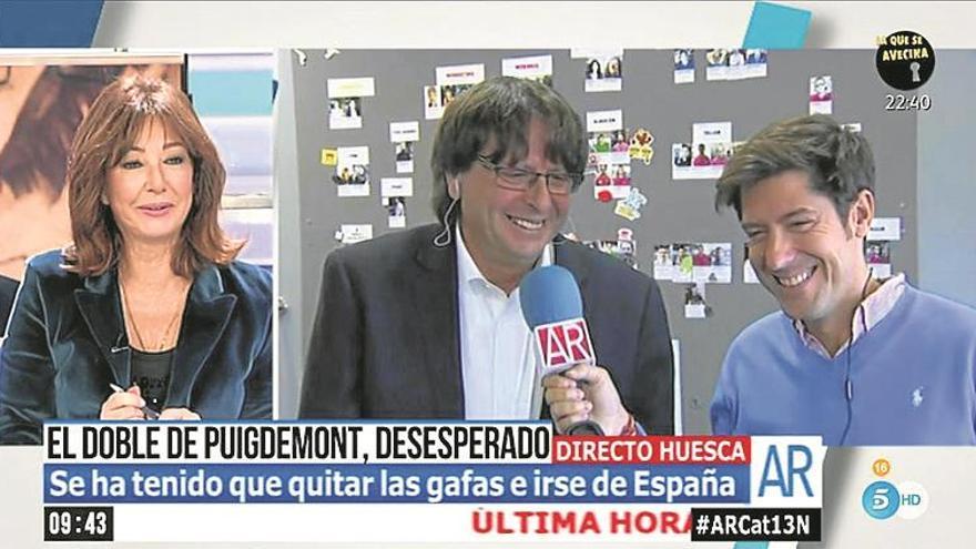 El doble de puigdemont se cuela en a-3 y tele 5