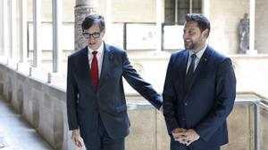 GRAFCAT9255. BARCELONA, 11/10/2024.- El presidente de la Generalitat, Salvador Illa, se ha reunido este viernes con el alcalde de Tarragona, Rubén Viñuales (d), en su primer encuentro institucional. EFE/Andreu Dalmau