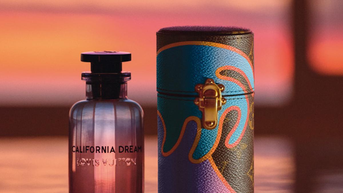 Perfume California Dream de Louis Vuitton junto a su estuche diseñado por Alex Israel