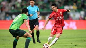 Wu Lei, en un partido de este temporada con el Shanghai Port.