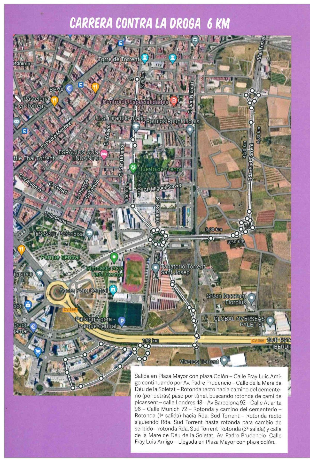 El recorrido de la carrera.