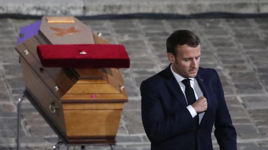 Emmanuel Macron, en el funeral del profesor asesinado.