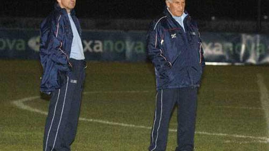 Vázquez y Arsenio, en un entrenamiento de Galicia en 2006.