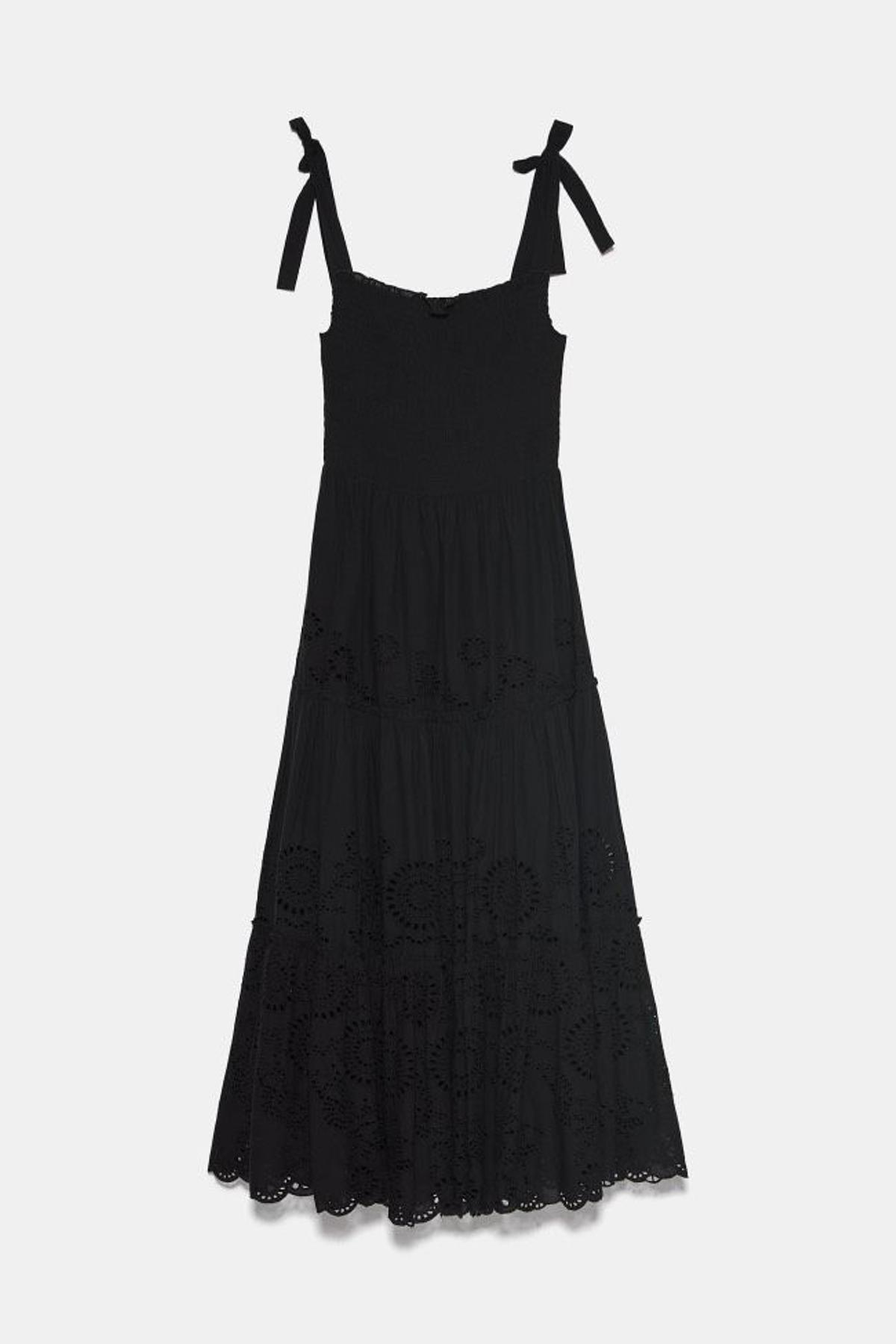 Vestido negro midi de tirantes