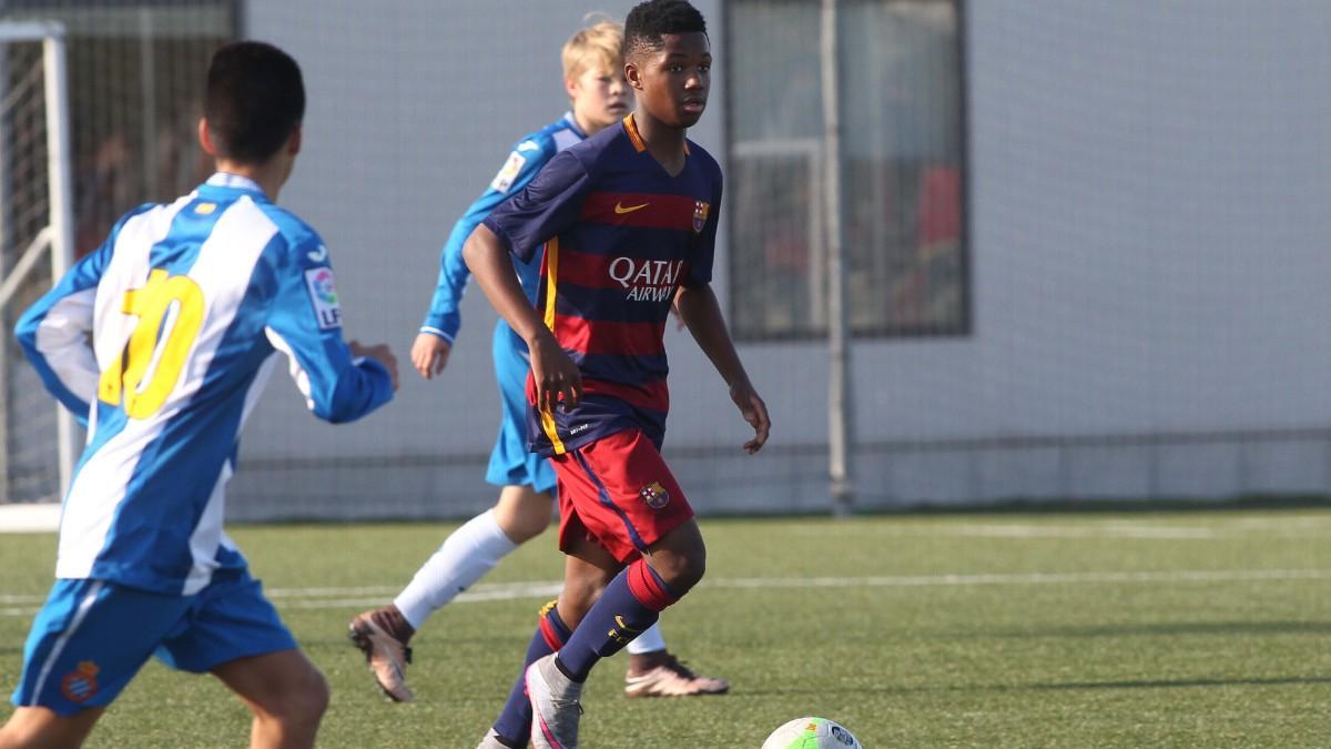 Ansu, en un Infantil A-Espanyol del 2015