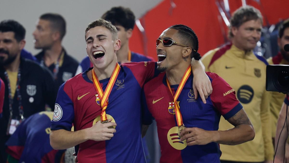 La celebración blaugrana en el césped del King Abdullah Sport City