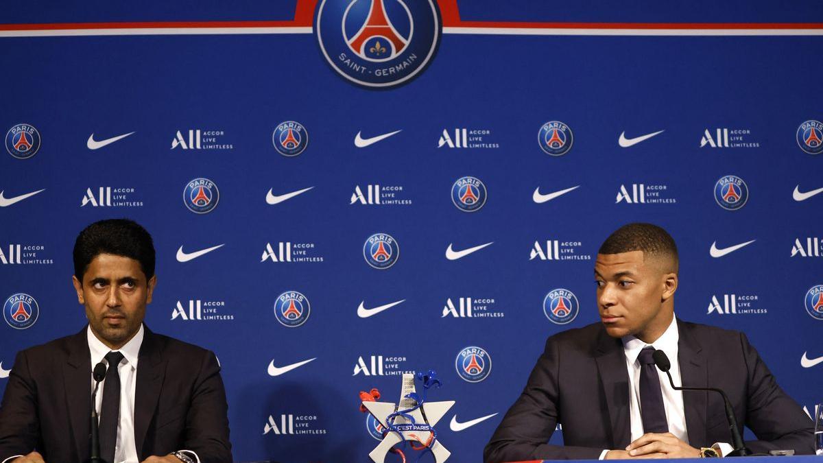 Nasser Al Khelaifi y Kylian Mbappé.