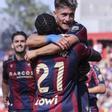 Etta Eyong e Iván Romero celebrando sus goles ante el Girona