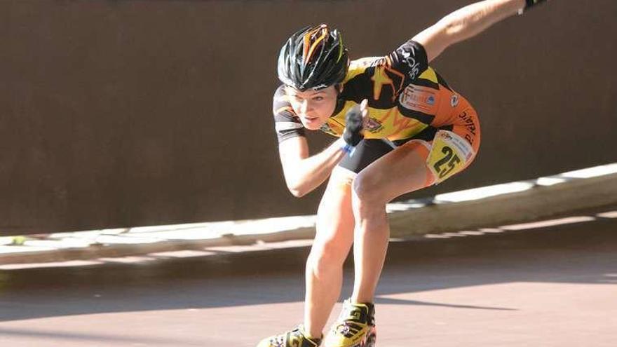 Sheila Posada, en una carrera con la selección española.