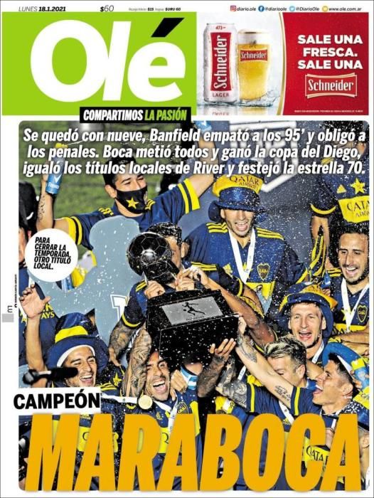 Portada OLÉ lunes 18 enero 2021