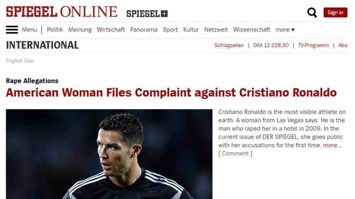 Der Spiegel informa de una presunta violación de Cristiano Ronaldo
