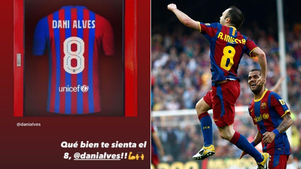 Dani Alves hereda el '8' de Andrés Iniesta