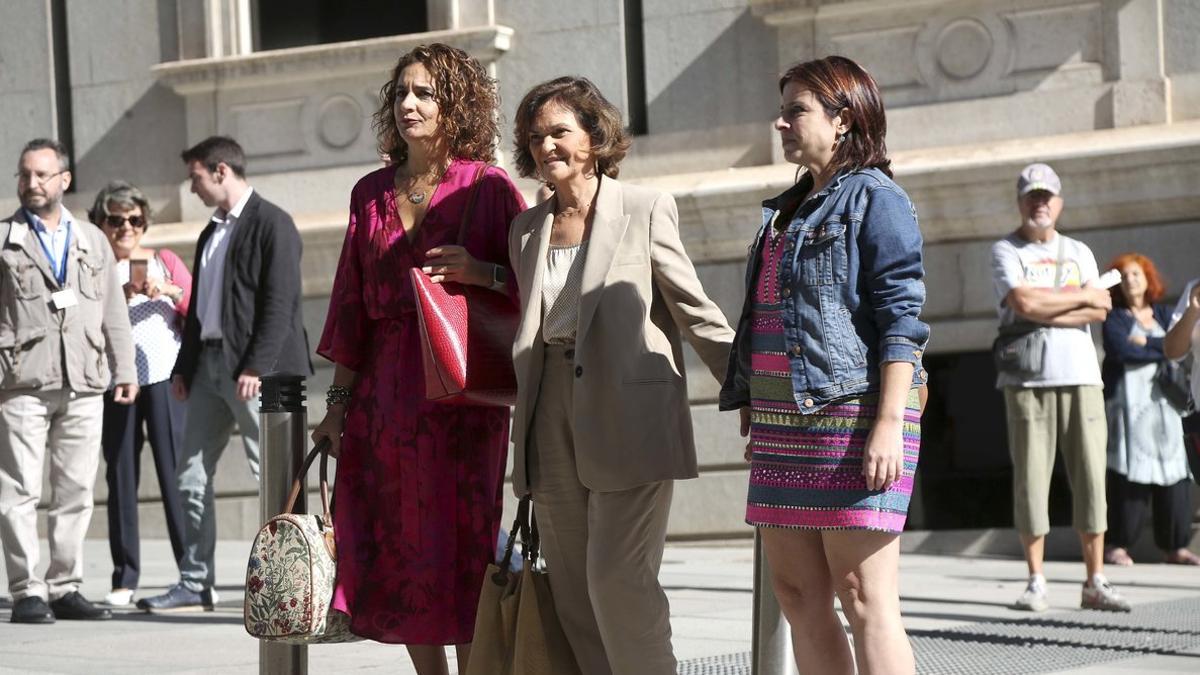 Montero, Calvo y Lastra, en el Congreso