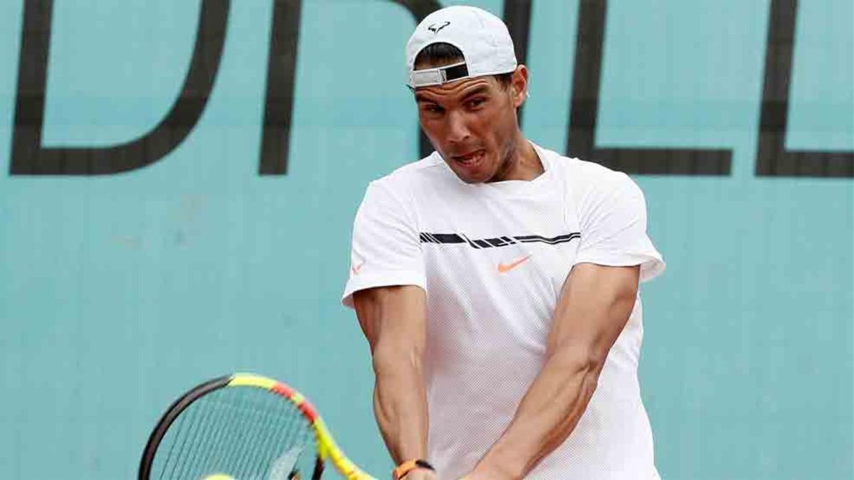 Nadal se entrenó en la Caja Mágica