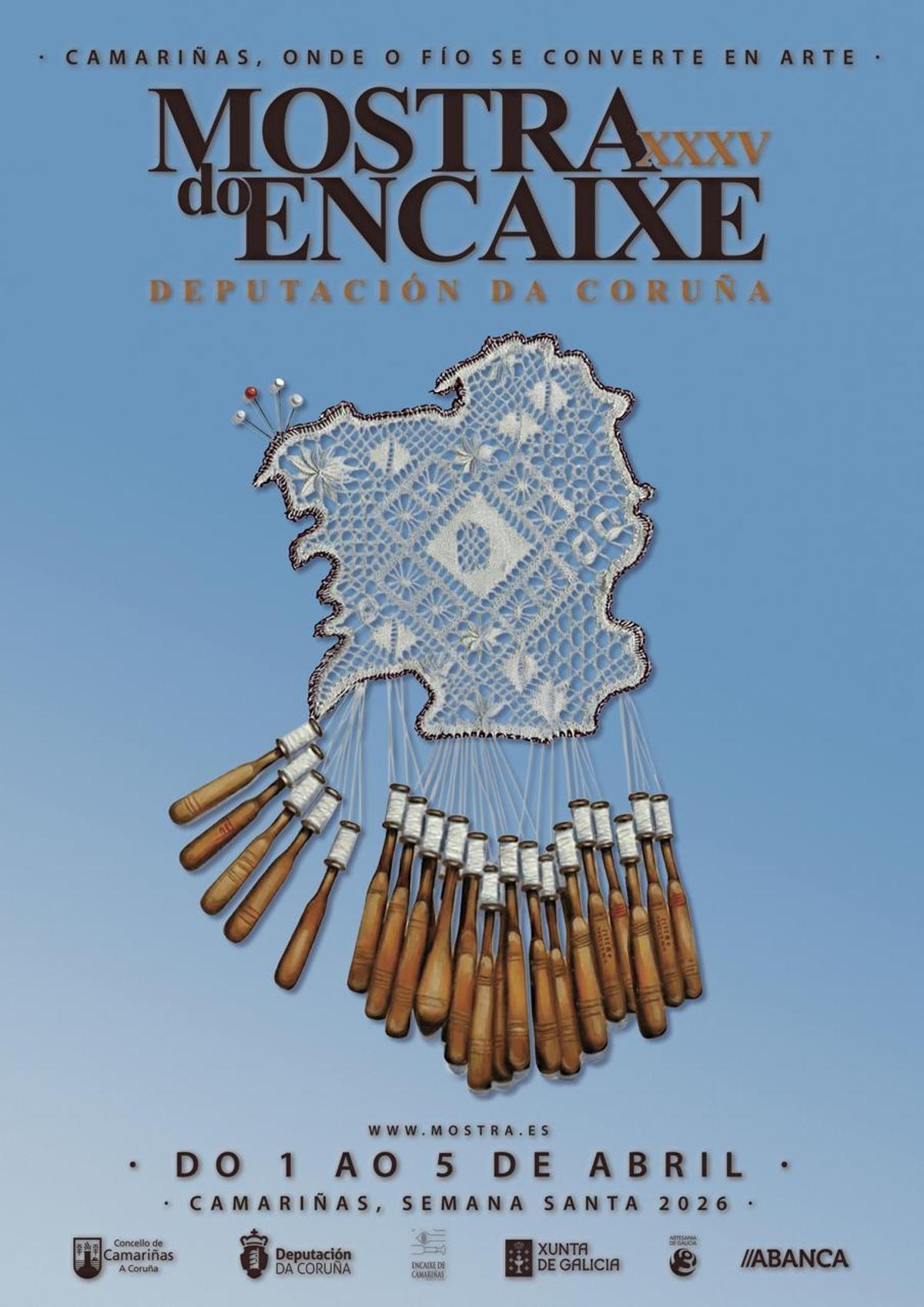 Cartel promocional da XXXV Mostra do Encaixe de Camariñas.