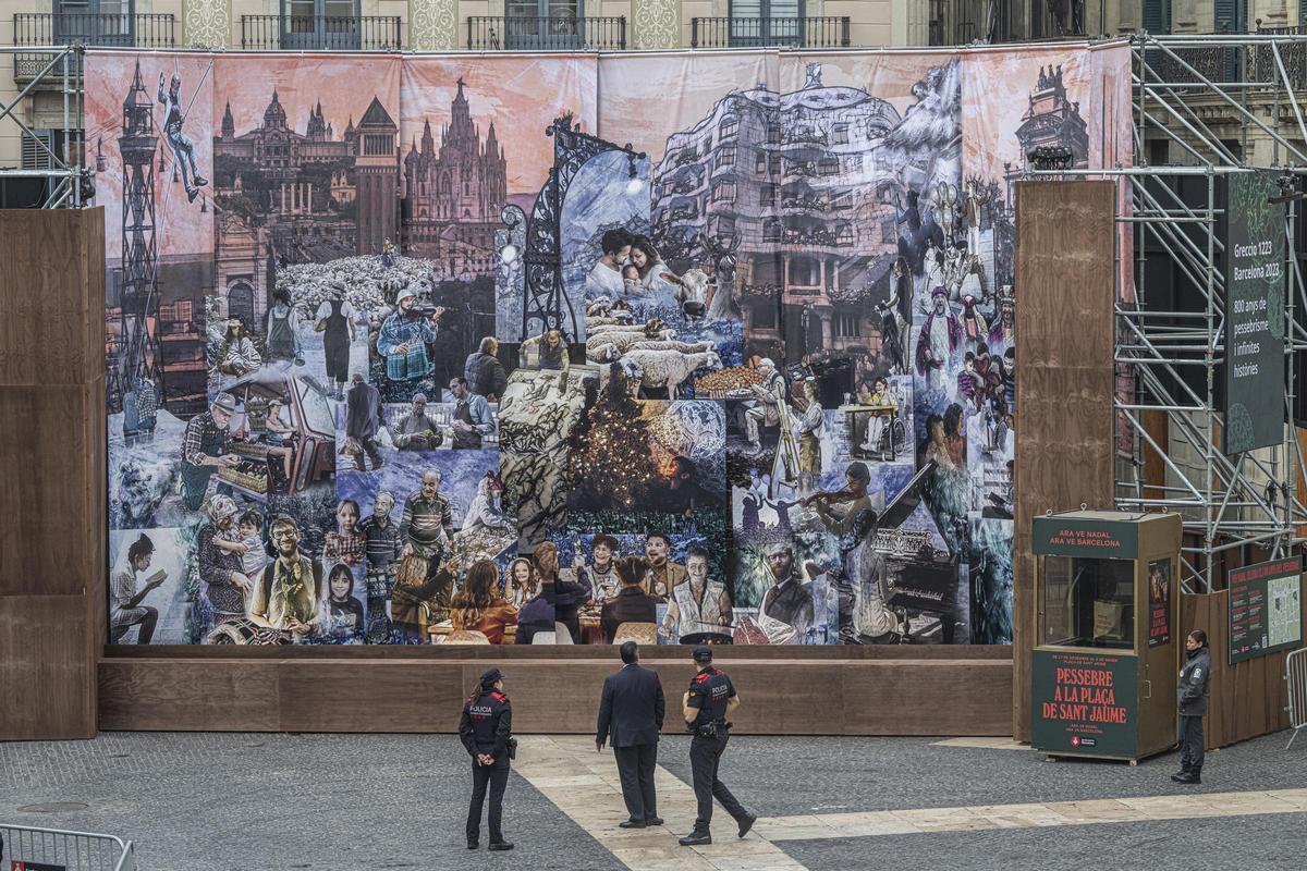 Pesebre en la plaza de Sant Jaume, en la Navidad del 2023.
