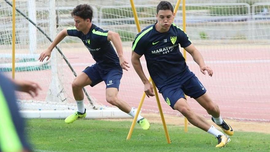 Fede Ricca, en un entrenamiento con el Málaga CF