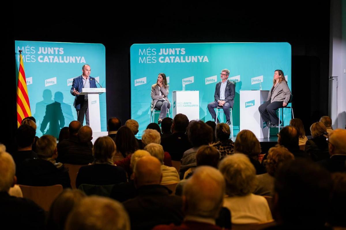 Jordi Turull interviene en una conferencia de Junts sexplica