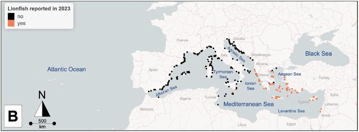 De momento, se detecta en la mitad oriental del Mediterráneo