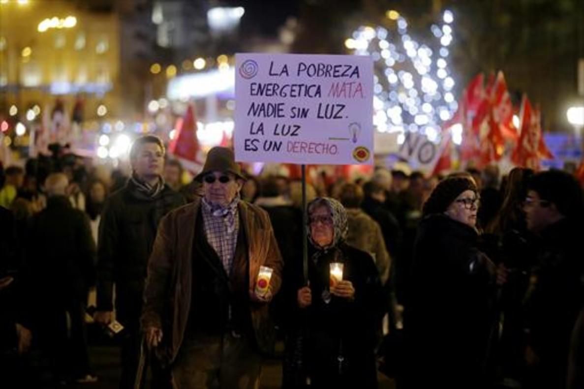 Manifestación contra la pobreza energética, en diciembre del 2016.