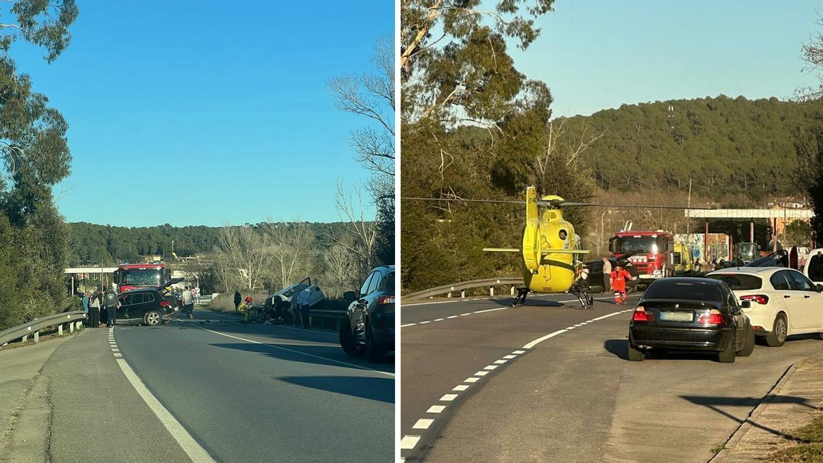 Dues imatges de l'accident de trànsit. ANTI RADARS GARROTXA