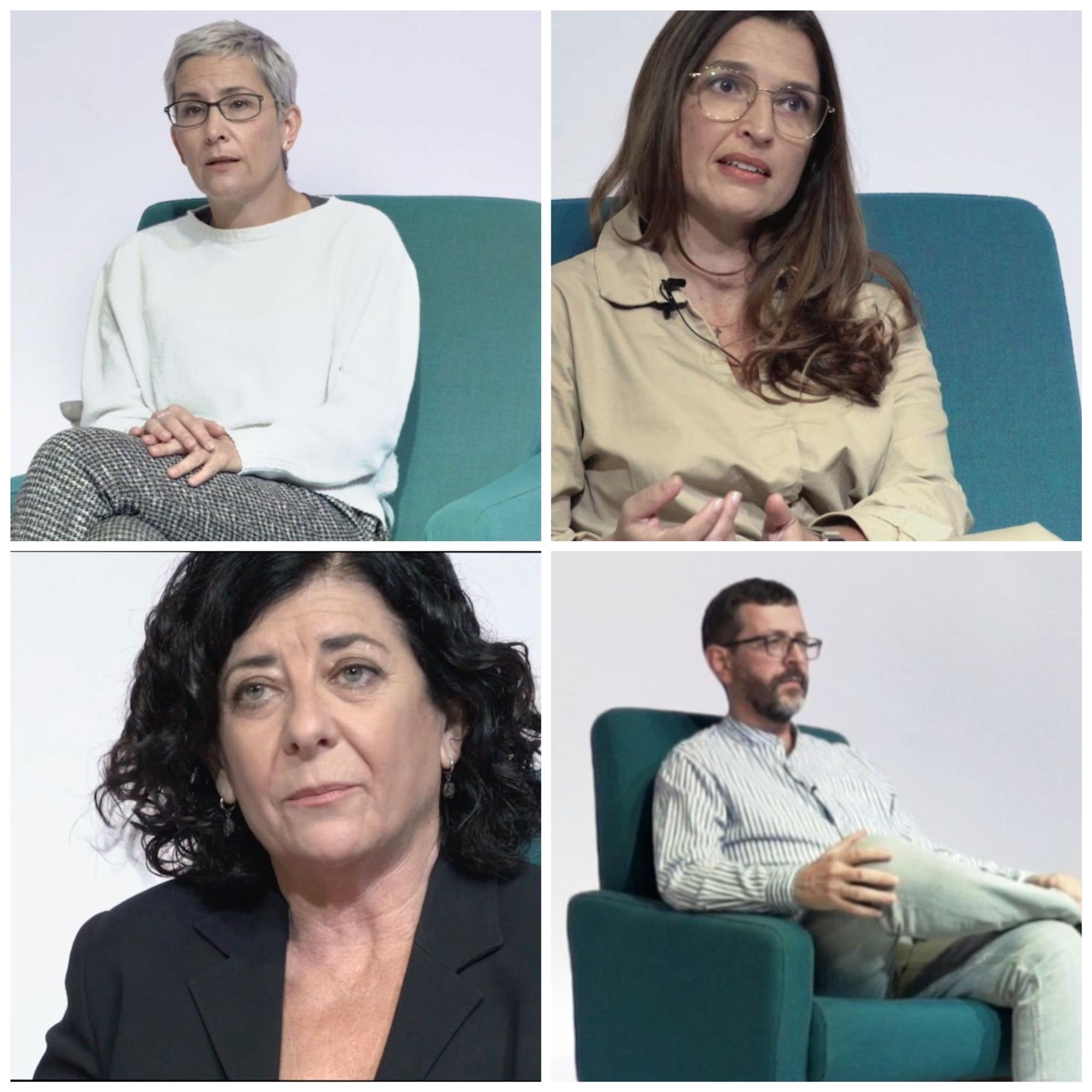 Aurora Crespo, Nuria Javaloyes, Mercedes Gallego y Javier Sebastián, las cuatro voces expertas del documental en diferentes ámbitos: medios de comunicación, educación, psicología y medicina.