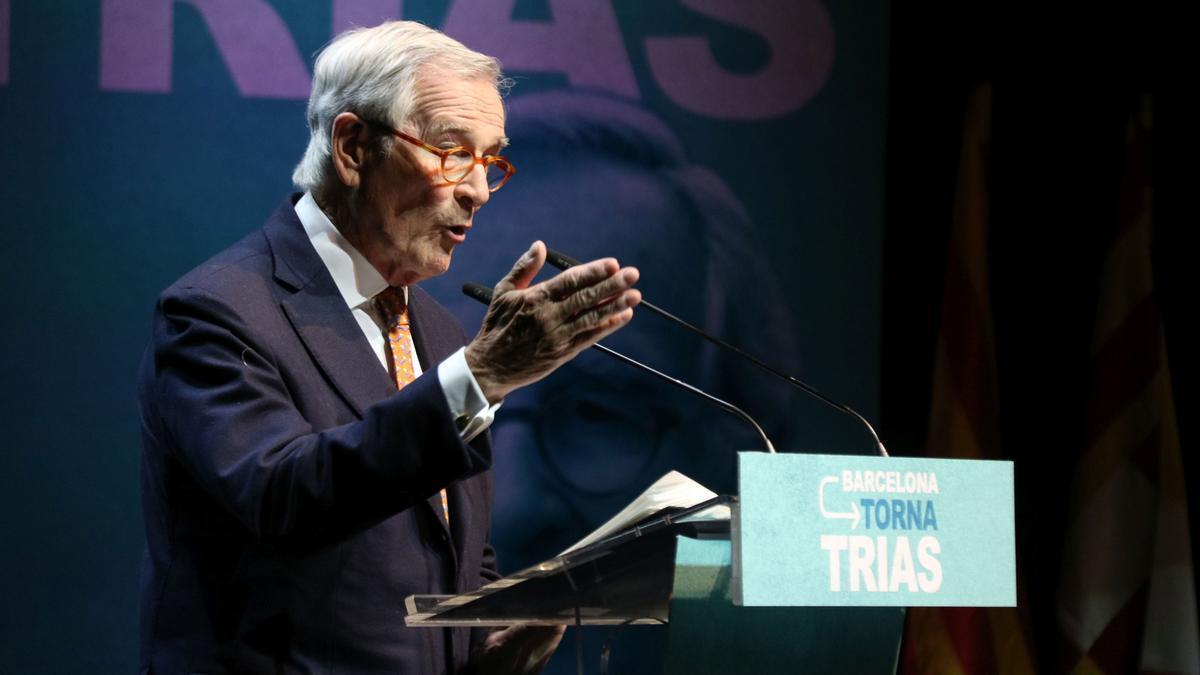 Xavier Trias, durante el acto de precampaña de este lunes en el Auditori.