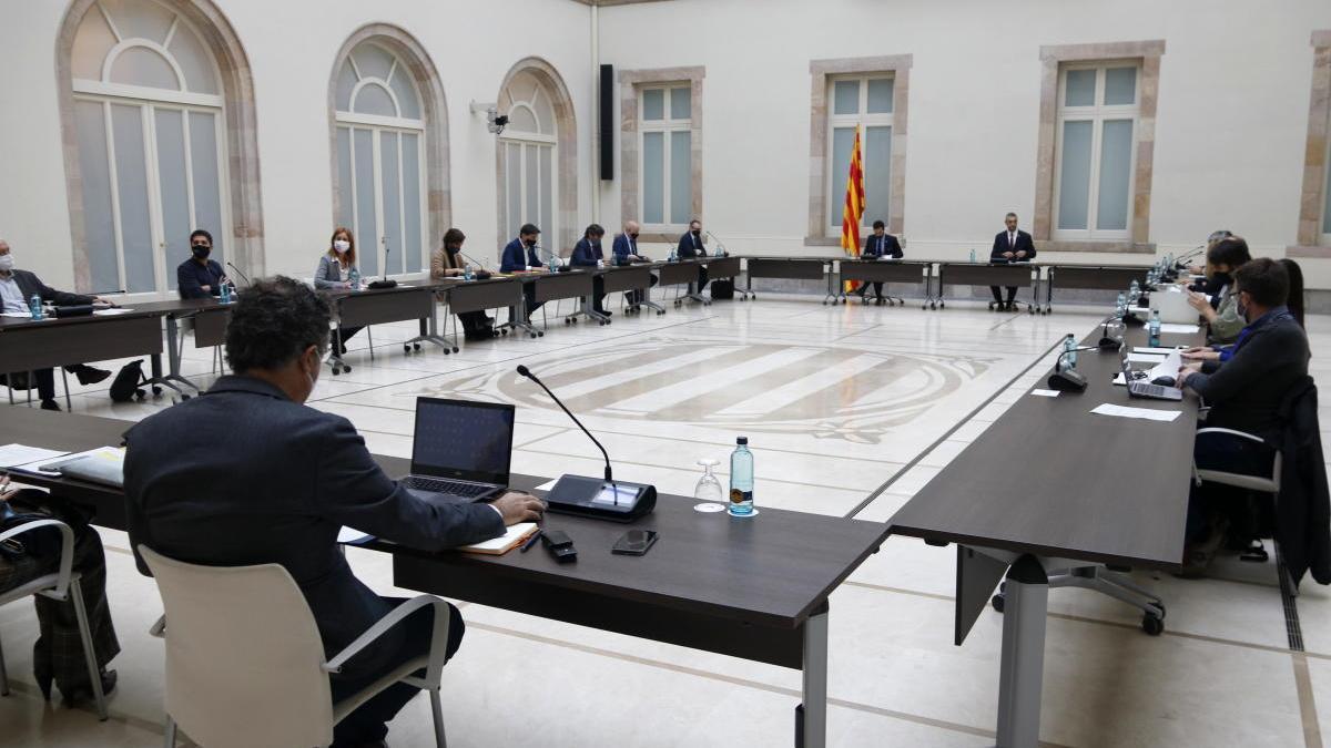 Pla general de la reunió de la Mesa de grups del Parlament sobre les eleccions del 14-F. Imatge del 4 de desembre de 2020.