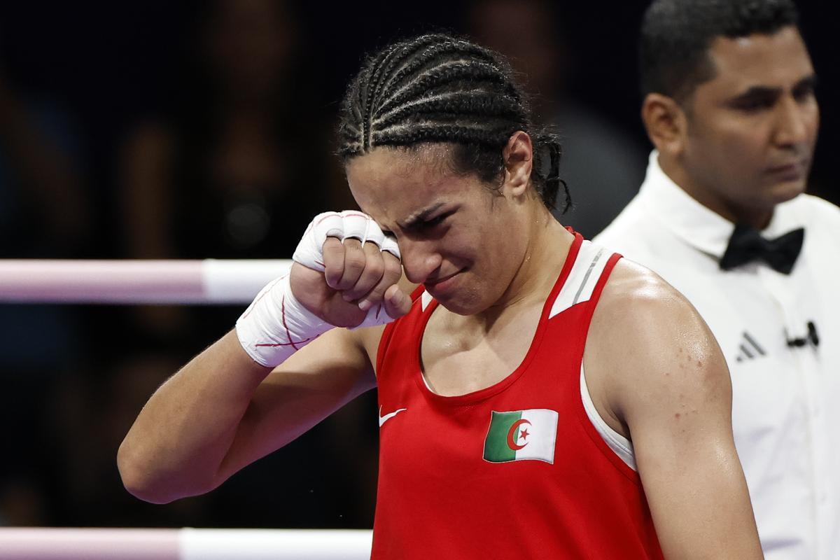 La boxeadora Imane Khelif, después de su victoria en cuartos.