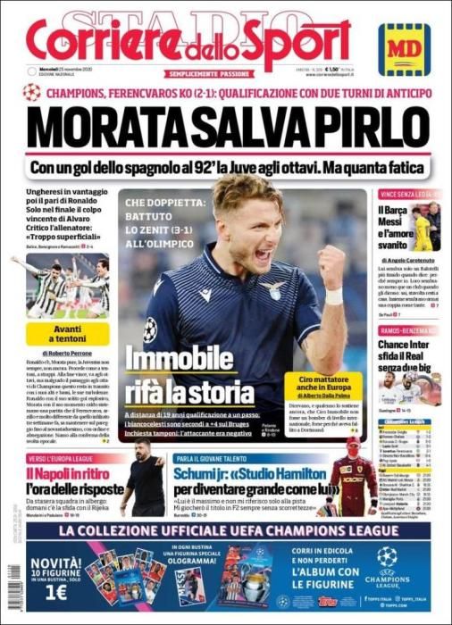 Portada CORRIERE DELLO SPORT 25 noviembre 2020