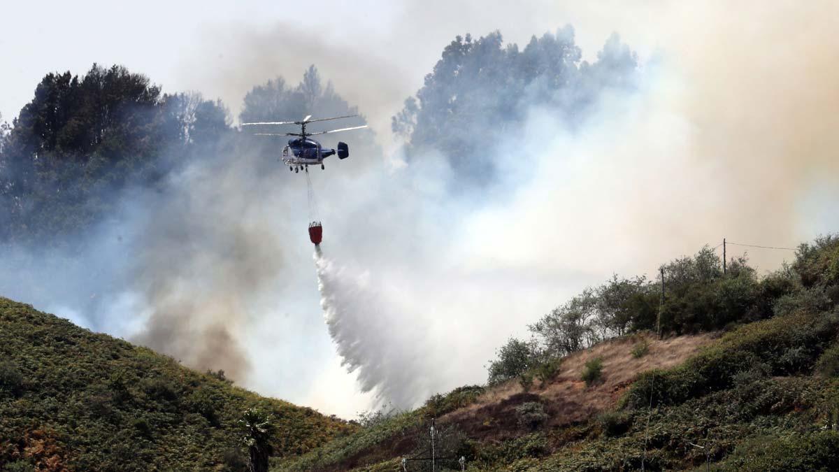 Labores de extinción del incendio desatado en Gran Canaria