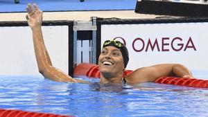 Teresa Perales, tras ganar la plata en los 200 metros libre de los Juegos Paralímpicos de Río 2016.