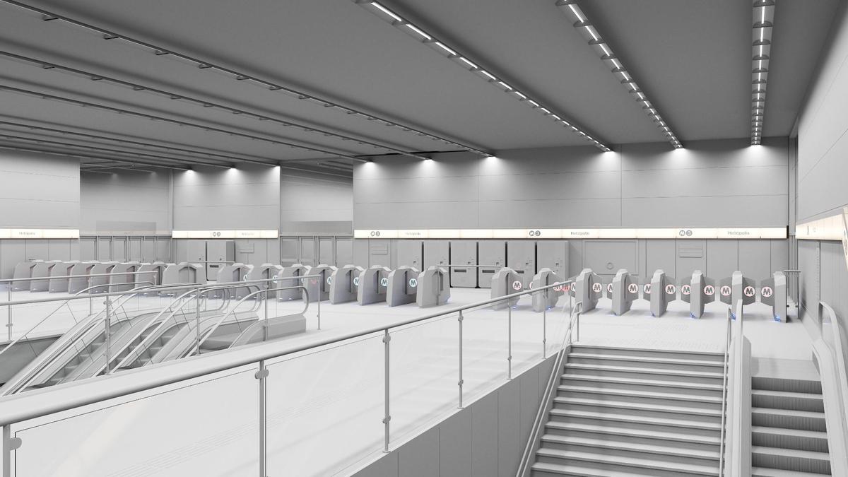 Vestíbulo propuesto por Betis y Sevilla Quiere Metro para la estación de Heliópolis del tramo sur de la línea 3 de metro