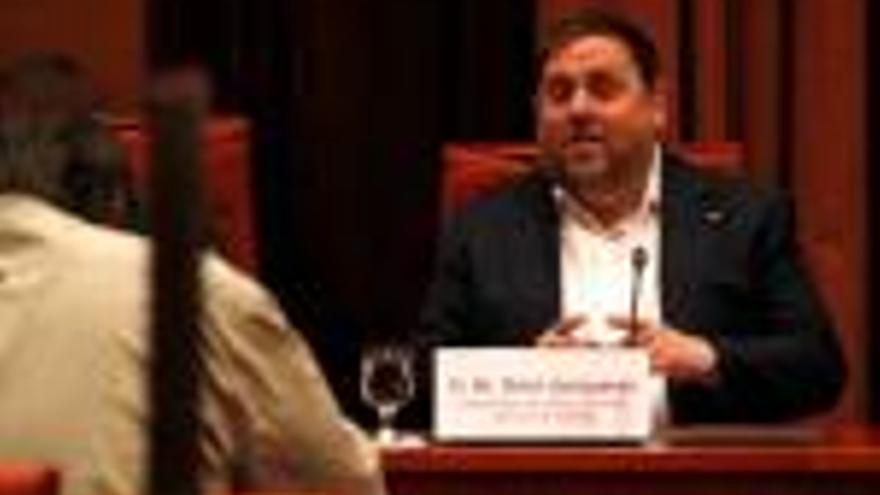 El vicepresident del Govern, Oriol Junqueras, ahir davant la comissió d&#039;Afers Institucionals.