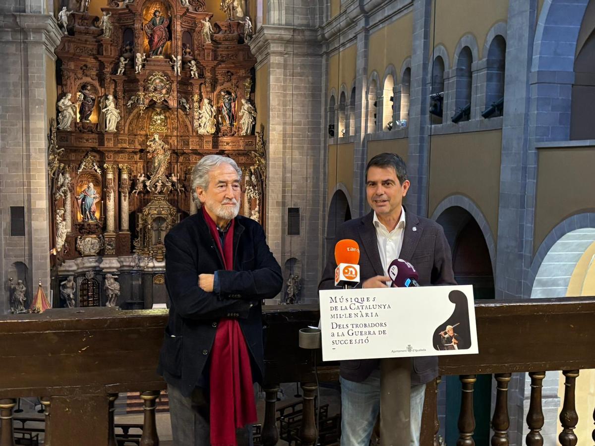 Jordi Savall i Marc Castells, en l'anunci del concert i el nou Auditori