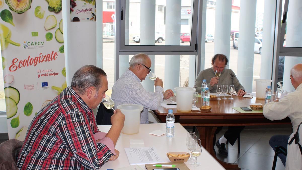 Un momento de la primera fase de la cata de vinos del Concurso de Vinos Ecológicos de la Comunidad.