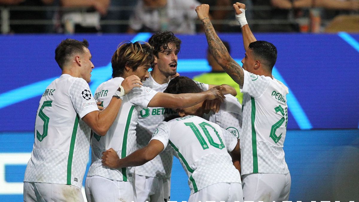 Trincao celebrando su gol en la primera jornada de Champions