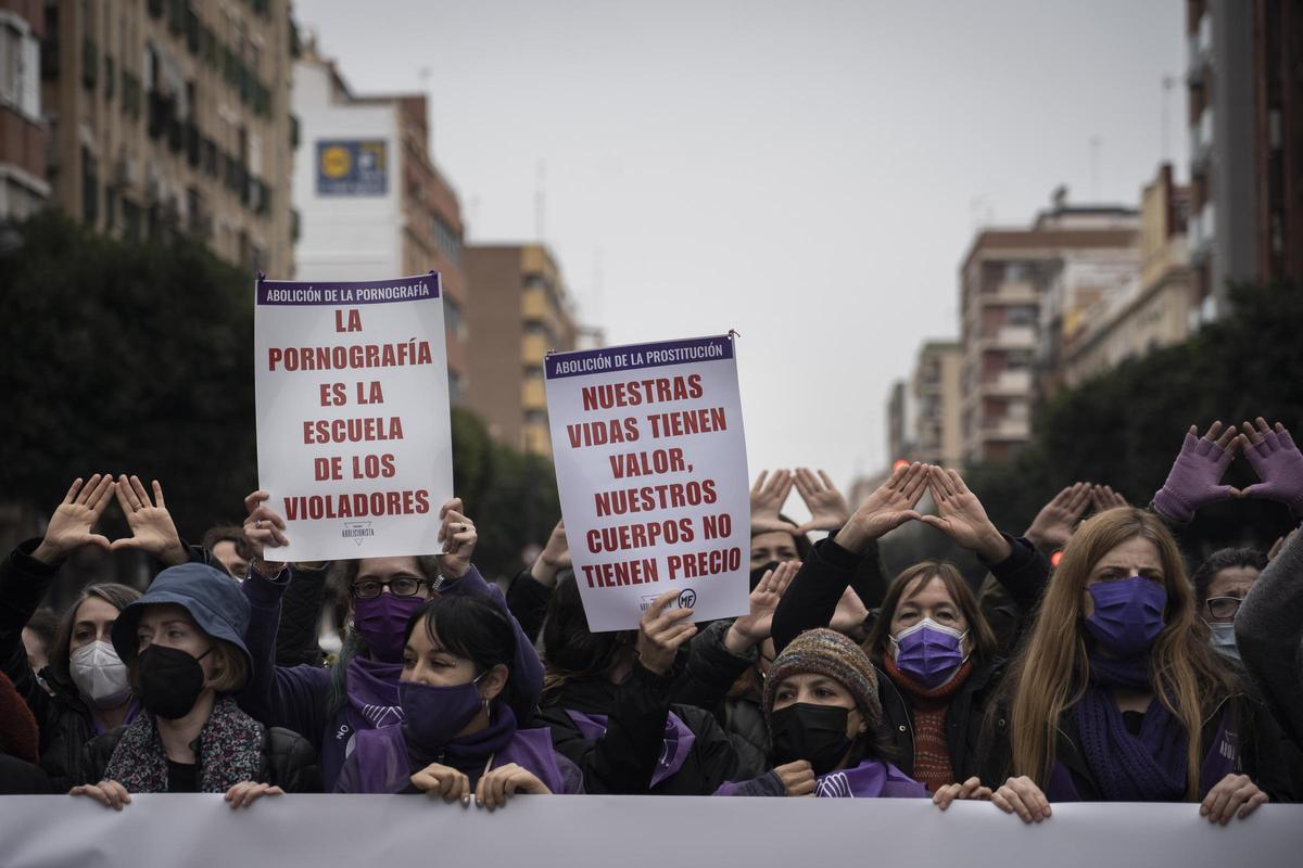 Manifestación contra la prostitución en València.