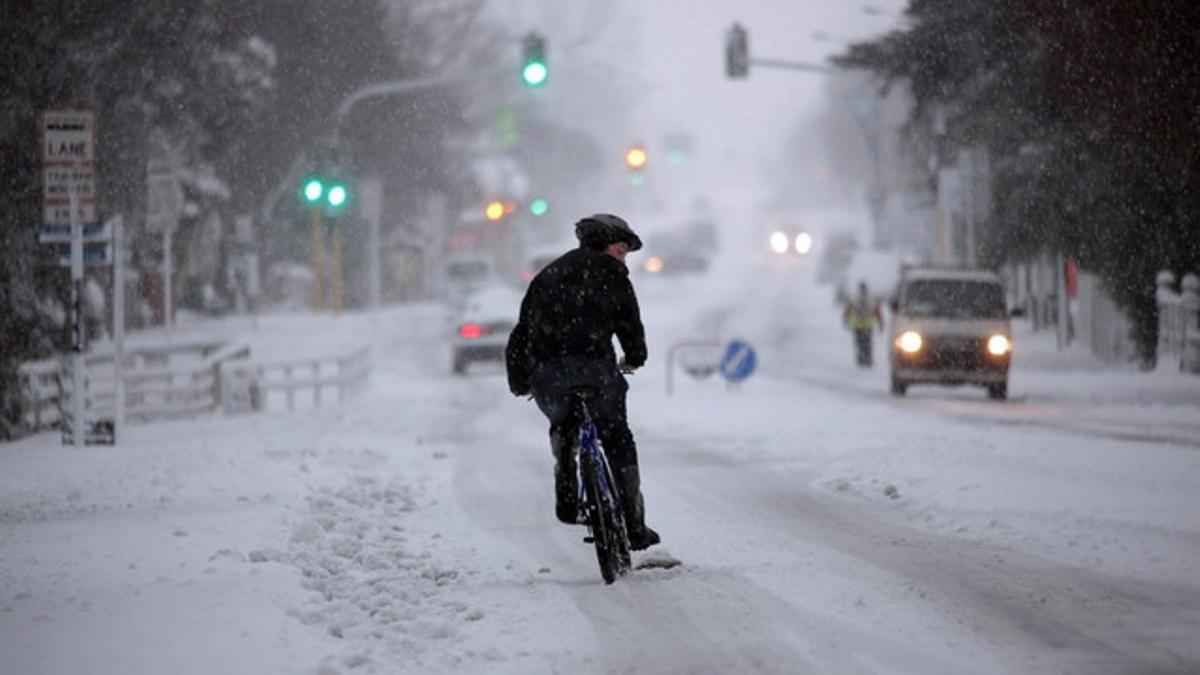 Un aspecto inusual de Christchurch, tras la tormenta de nieve.