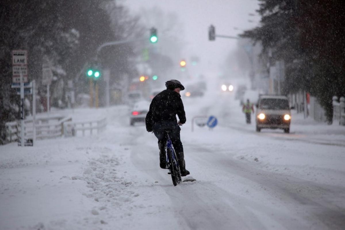 Un aspecte inusual de Christchurch, després de la tempesta de neu. Un aspecte inusual de Christchurch, després de la tempesta de neu.