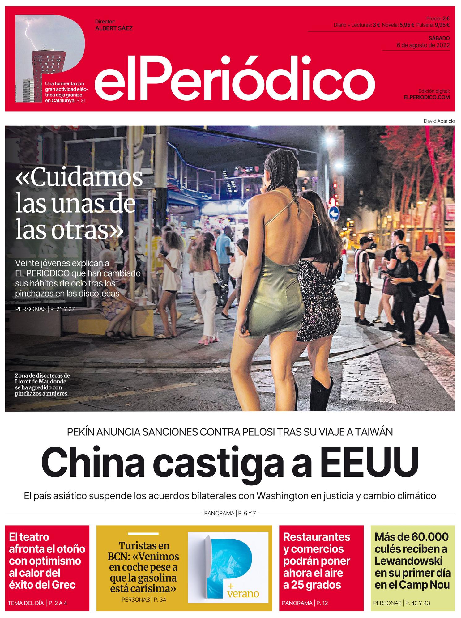 La portada de EL PERIÓDICO del 6 de agosto de 2022