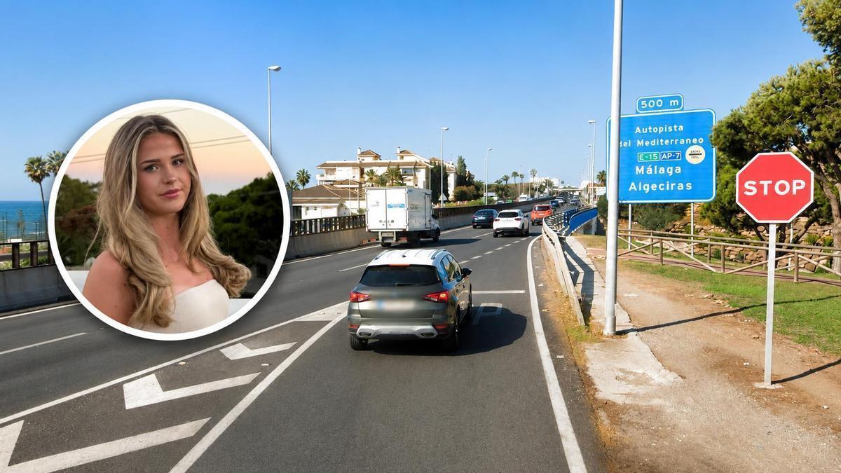 La autovía A-7, a su paso por Mijas Costa y la joven noruega fallecida tras ser atropellada