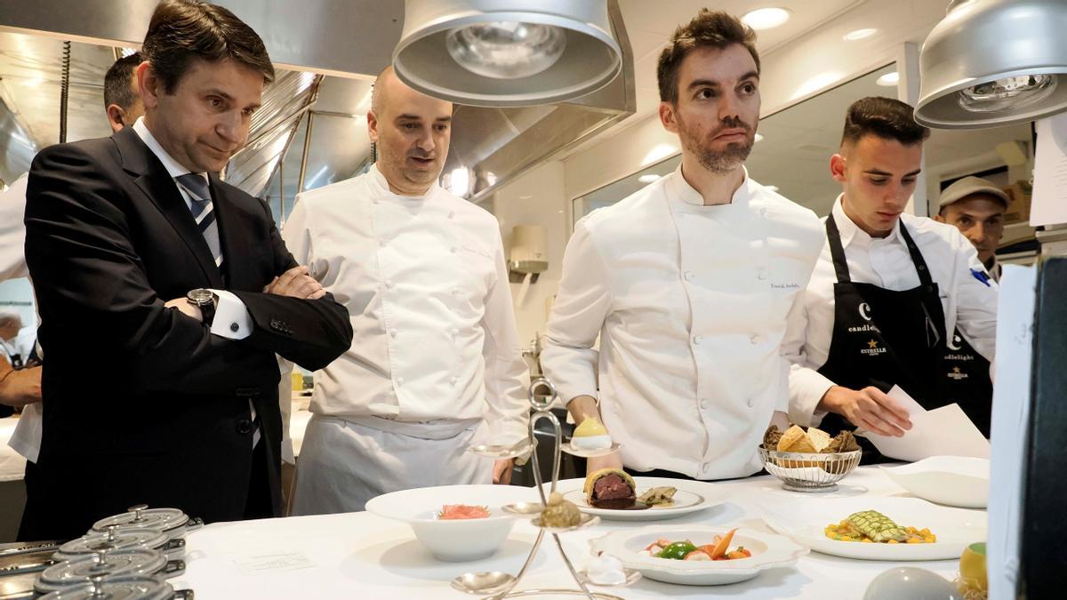 Pere Monje, Romain Fornell, David Andrés y Oriol Fernández, en una cena compartida entre Via Veneto y Candlelight.